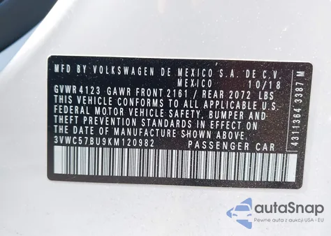 2019 Volkswagen Jetta 1.4T R-Line/1.4T S/1.4T Se from USA, damaged, VIN 3VWC57BU9KM120982